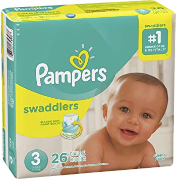 Pampers Swaddlers, Diapers, Size 3, 26 Count