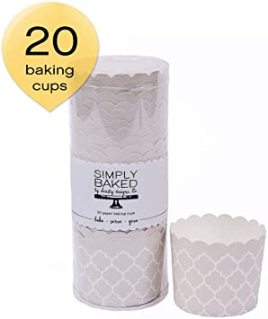 Simply Baked CLG-112 Large Baking Cups, 20-Pack, Pearl Quadrafoil