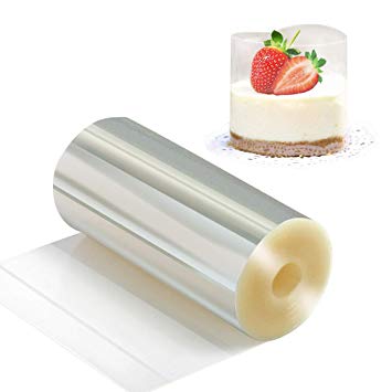 Cake Collars 3.9 x 394inch, Picowe Acetate Rolls, Clear Cake Strips, Transparent Cake Rolls, Mousse Cake Acetate Sheets for Chocolate Mousse Baking, Cake Decorating