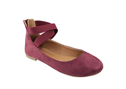 Anna Dana-20 Women's Classic Ballerina Flats with Elastic Crossing Straps