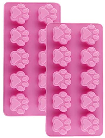 2 Pack Value Silicone Molds Pet Paw Print, Animal Paw Print for Homemade Dog Treats, Baking Chocolate Candy, Oven Microwave Freezer Safe (Pink Paw 2 Pack)