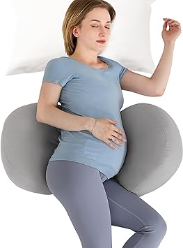 GROWNSY Pregnancy Pillows for Sleeping, Maternity Pillow for Pregnant Women, Large Size Body Soft Support for Back, Belly, Hips & Legs - Adjustable Detachable Pillow Cover Grey