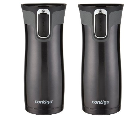 Contigo Autoseal Travel Mug - Stainless Steel Vacuum Insulated Tumbler - 2 Pack (Black)