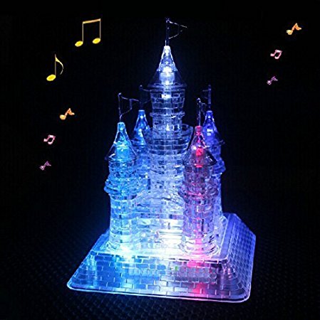 WAYCOM 3D Crystal Castle Puzzle - 3D Jigsaw, Light-Up Musical,105pcs