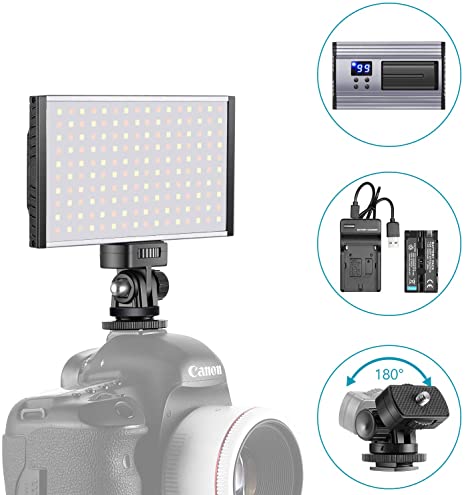 Neewer LED Video Light Panel Camera/Camcorder Video Fill Lighting, 160 SMD LEDs Bi-Color 3200K-5600K, Ultra Thin Anodized Aluminum Housing for All DSLR Cameras, with Cold Shoe Adapter/Battery/Charger