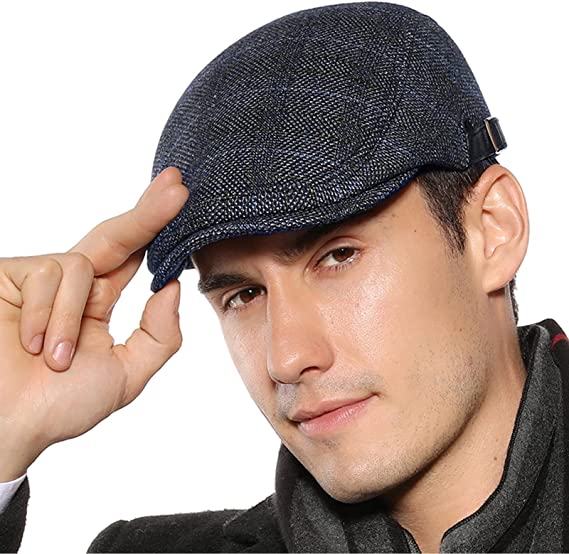 Happy Cherry Men's Flat Top Newsboy Hat Adjustable Lightweight Cap