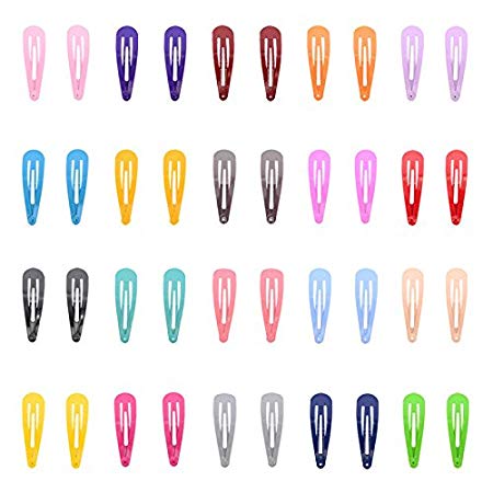 40 Pcs Candy Color 2'' Snap Hair Clips Women' Barrettes