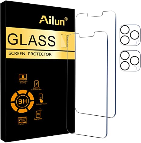 Ailun 2Pack Screen Protector Compatible for iPhone 13 Pro [6.1 inch] Display 2021   2 Pack Camera Lens Protector,Tempered Glass Film,[9H Hardness] - HD