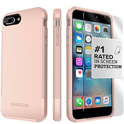 iPhone 7 Plus Case, (Rose Gold) Dual-Layer Inspire SaharaCase Protective Kit Bundle with [ZeroDamage Tempered Glass Screen Protector] Slim Fit [ Shockproof Bumper] Rugged Protection