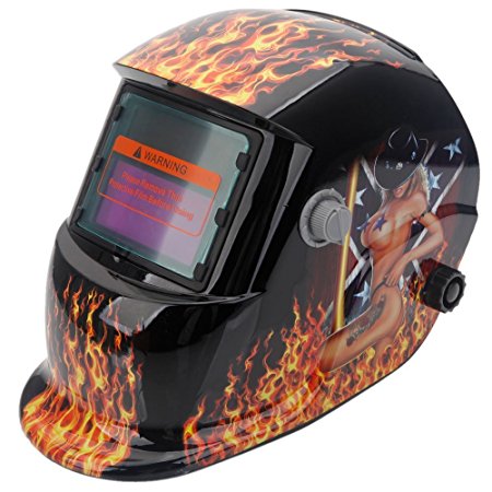 Z ZTDM Welding Helmets Pro Solar Auto Darkening Flame Beauty Skull Hood,Variable Shade Range 4/9-13 Mask Grinding Welder Protective Gear Arc Mig Tig,CE EN379 ANSI Z87.1