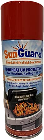 SUNGUARD Extreme High Heat (up to 2000°F) UV Protectant Clear Satin Spray Prevents Rusting, Color Fading, Chipping, Corrosion   More