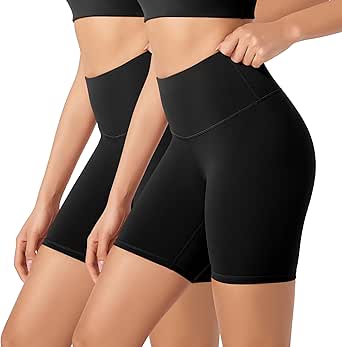 ODODOS ODLEX 2-Pack High Waist Workout Shorts for Women Tummy Control Workout Gym Athletic Biker Shorts-6" / 8" Inseam