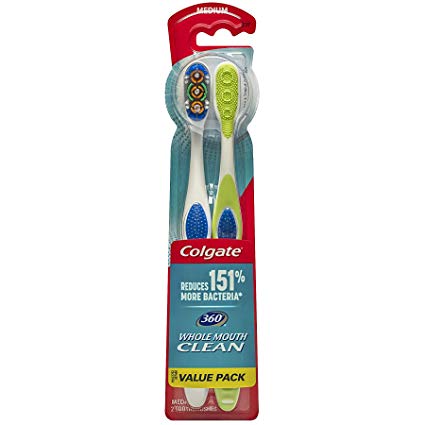 Colgate 360 Adult Toothbrush Value Pack, Medium (Twin Pack)