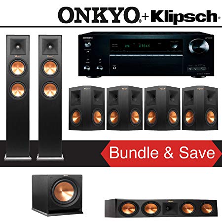 Klipsch RP-250F 7.1-Ch Reference Premiere Home Theater System with Onkyo TX-NR777 7.2-Ch Network AV Receiver