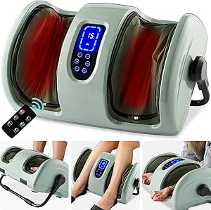 Best Choice Products Heated Foot Massager Machine Shiatsu Leg Massager, Therapeutic Reflexology Calf Massager w/Blood Circulation, Nerve Pain, Deep Kneading, High-Intensity Rollers - Sage Green