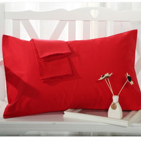 YAROO Pillowcase, Genuine Egyptian Cotton 300 Thread Count Standard 2-Piece Pillow case Set,Solid, Red.