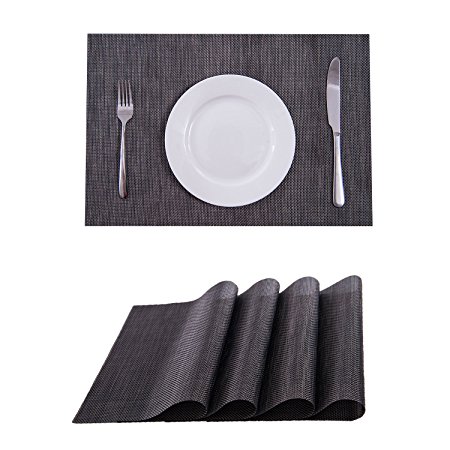 Set of 4 Placemats,Placemats for Dining Table,Heat-resistant Placemats, Stain Resistant Washable PVC Table Mats,Kitchen Table mats(Dark Brown)