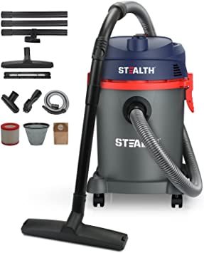 Stealth 6 Gallon Wet Dry Vacuum, Powerful 5.5 Horsepower Motor , 3 in 1 Multifunctional Shop Vacuum with Blower , Portable Vacuum Cleaner Ideal for Home , Garage, Basement , Workshop , EMV052