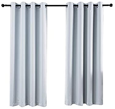 MANGATA CASA Bedroom Blackout Curtains Grommets 2 Panels,Thermal Window Curtain Drapes for Living Room Darking Drapes (Greyish White,52x63inch)