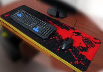 Sean XXL Professional Large Mouse Pat & Computer Game Mouse Mat (35.43''W x 11.81H x 0.12TH) (Black&Red)