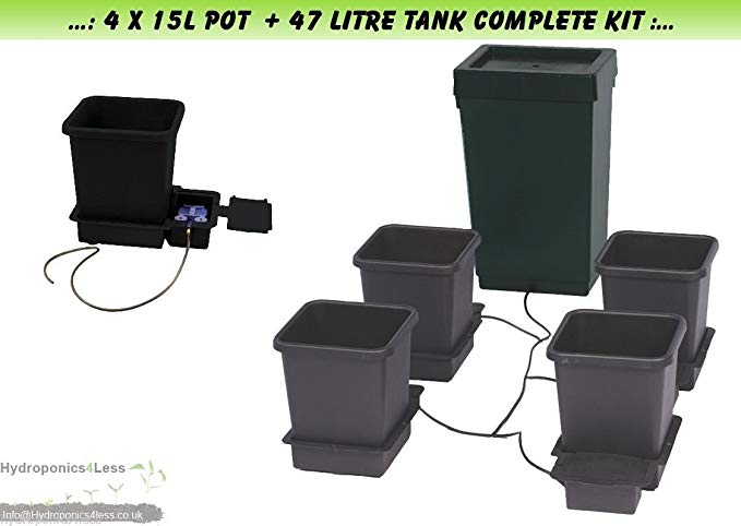 Autopot 4 x 15 Litre Pot Grow System Kit Complete With 47 Litre Tank Hydroponics