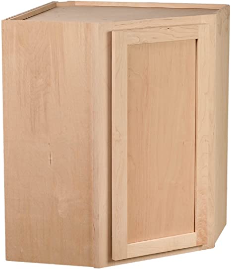 Quicklock RTA (Ready-to-Assemble) | 36" Tall Wall Kitchen Cabinets - Shaker Style | 100% Hardwood | Made in America | Storage Cabinet (Raw Maple, 12" D x 24" W x 36" H Corner)