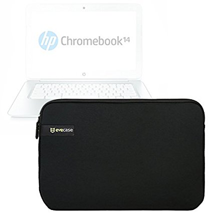 Evecase Neoprene Sleeve Travel Carrying Storage Case Bag for HP Chromebook 14-Inch / 14-an013nr 14-Inch Notebook - Black