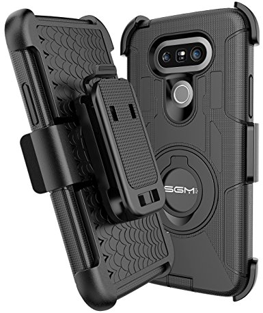 LG G5 Case, LG G5 Holster case, SGM® Hybrid Dual Layer Combo Armor Defender Protective Case With Kickstand   Belt Clip Holster For LG G5