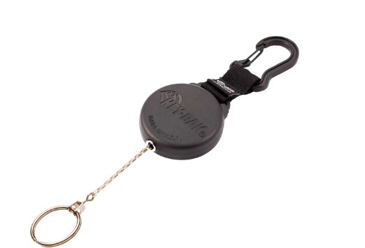 KEY-BAK #8B Retractable Reel with 24 Inch (61 cm) Stainless Steel Chain, Polycarbonate Case, Aluminum Carabiner, Split Ring