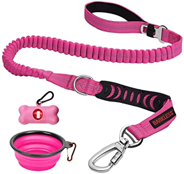 Upgraded Bungee Dog Leash for Medium Large Dogs, 6ft Multifunctional Shock Absorbing Leash with Car Seat Belt, 2 Padded Handles for Walking Training Extra Control