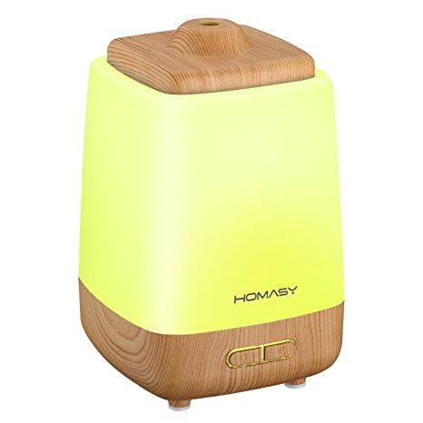 Homasy Night Light Aroma Essential Oil Diffuser, 200ml Cool Mist Humidifier Whisper-Quiet, Waterless Auto Shut-off for Spa Home Office Baby-Room