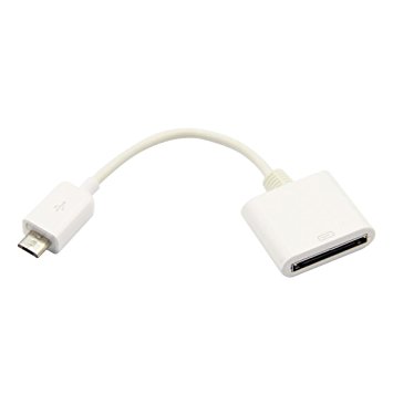 White 30Pin Female To Micro Usb 5P Data Charge Adapter Cable 10Cm for iPad iPhone