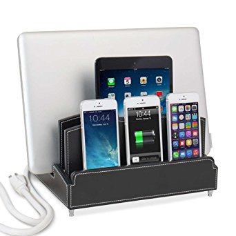 G.U.S. "City Pop" Ultra Charging Station and Dock with Built-in Power Strip Storage, for Laptops, Tablets, and Phones - A 6-Outlet AC Power Strip is Included!