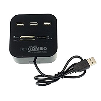 SOHOU 3 Ports USB 2.0 Hub & 4 Ports Multiple Card Reader Mini Port Adapter For Notebook / Laptop / SD / TF/ MS & M2 Cards