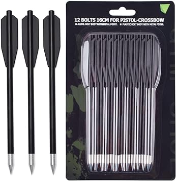 Crossbow Bolts 50-80lb Mini Crossbow Dark Black Target Arrows Archery Pistol Fishing Hunting 6.3" Steel Tips Hunting Target Practice Plinking 12/36/60 in Pack