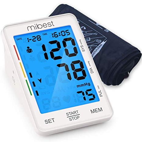MIBEST Blood Pressure Monitor - Large LED Display Blood Pressure Tester - 9.4"- 12.6" BP Monitor Machine - Blood Pressure Gauge Kit with Memory