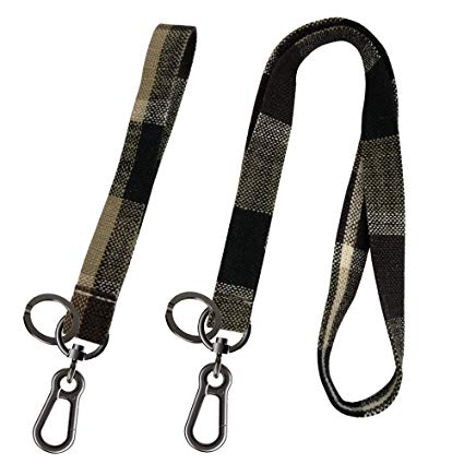 Apor Lanyard Keychain Wrist and Neck Lanyards Key Chain Holder Strap for Men and Women 2 Pieces Brown