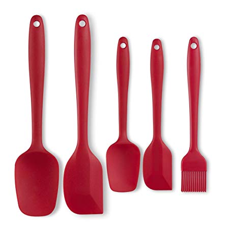 Silicone Spatula Set, Besiva 5-piece 600ºF Heat-Resistant Spatulas,Baking Spoons & Silicone Brush,Safe Soft and Non-stick Flexible Rubber Spatulas with Stainless Steel Core Design