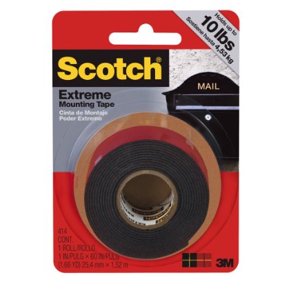 Scotch 414/DC Extreme Mounting Tape, 1 by 60-Inch, Black