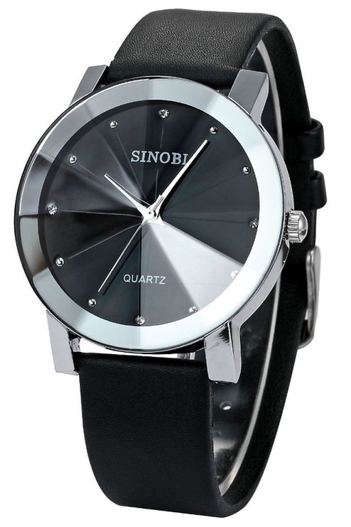 Findtime Mens Nice Cheap Black Leather Quartz Wrist Watches