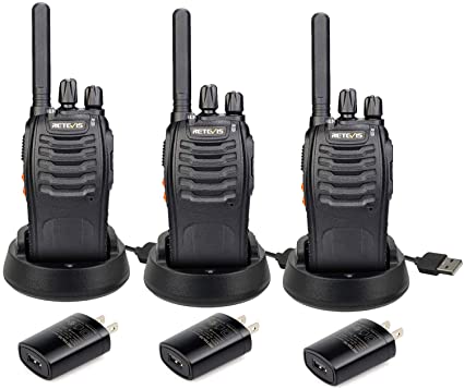 Retevis H-777 Walkie Talkies for Adults Emergency Flashlight 16CH Hand Free Rechargeable Two Way Radio with USB Charger (3 Pack)