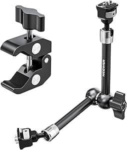 NEEWER 11" Articulating Magic Arm Clamp Mount with Super Clamp, Camera Monitor Mount with 1/4" 3/8" ARRI Locating Pins & Holes for DSLR Action Camera Video Light Compatible with SmallRig Cage, ST16C