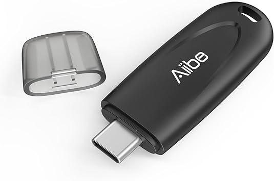 Aiibe 128GB Type-C Flash Drive, 128GB USB-C 3.2 Gen 1 Up to 130MB/s Read, Small Thumb Drive USB C Memory Stick 128 GB Flash Drive for Smartphone, Laptop, Tablet, USB-C Devices (Black)