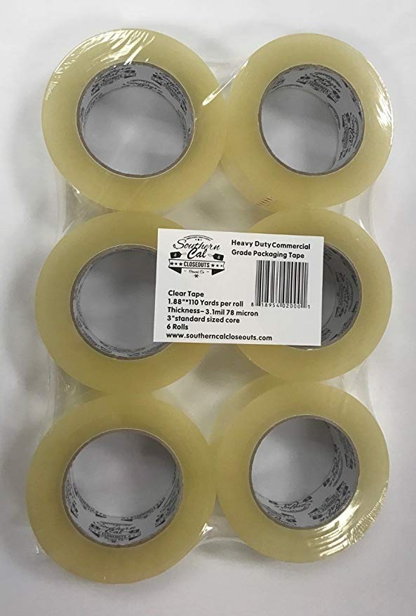 XXL - Heavy Duty Commercial Grade Clear Packaging Shipping Tape 3.1mil 110 Yards (36 Rolls) - 3960 Yards Of Tape Per Case