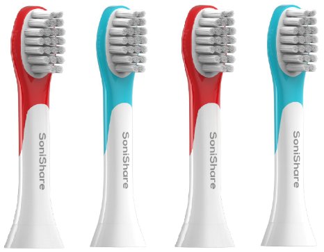 SoniShare Replacement Toothbrush Heads for Philips Sonicare Kids Toothbrushes, 4 Pack [4, 12, 20 Packs Available]
