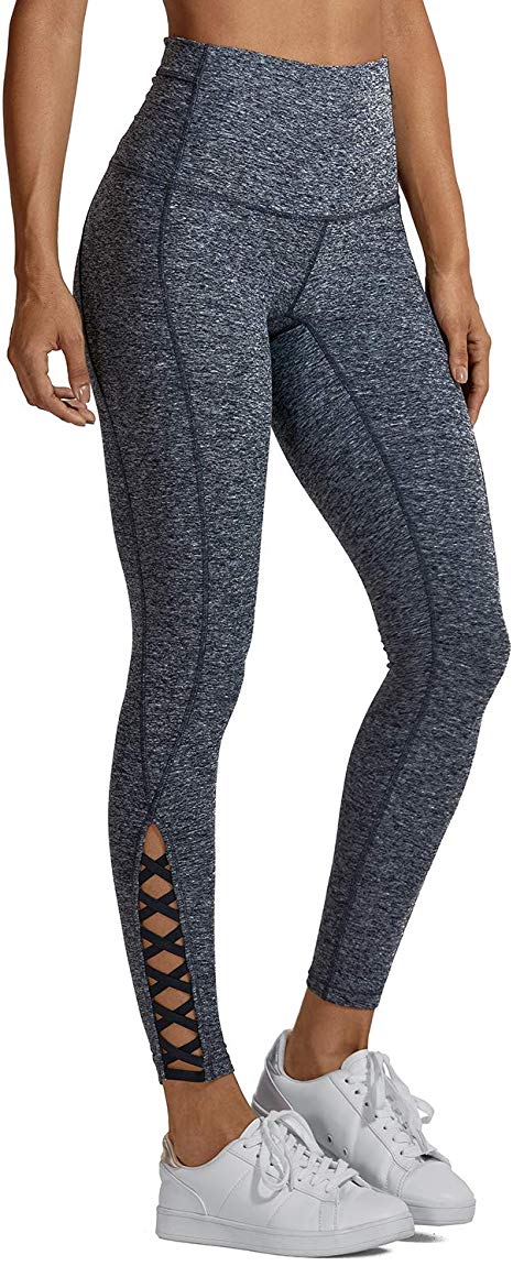 CRZ YOGA Women's Cotton Feel Squat Proof Sports Pants 4-Way-Stretch Workout Yoga Leggings-25 Inches