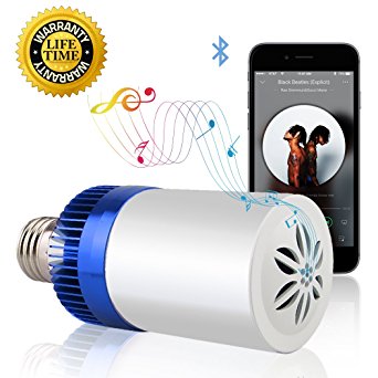 Light Bulb with Bluetooth Speaker,Led Smart Music Bulb,Wireless Bluetooth Light Bulb Speaker Controlled by Smartphones(Blue Warm White)