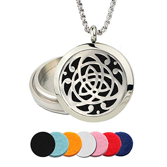 Lifetime Celtic Essential Oil Diffuser Necklace with 7 pads and Glow in the dark discs