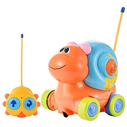 FunsLane Cartoon Snail Car with Music and Lights Radio Control Toy RC Car for Toddlers
