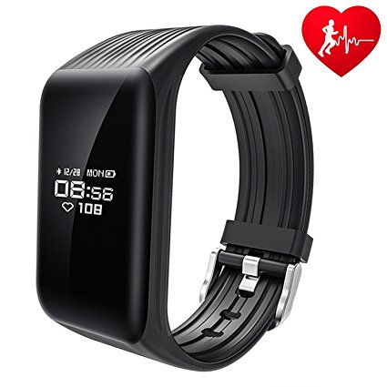 Fitness Tracker Watch IP68 Waterproof Activity Wireless Smart Bracelet with Continuous Heart Rate Monitor Step Calorie Sleep Counter Bluetooth Wristband Pedometer Sports Smart Band